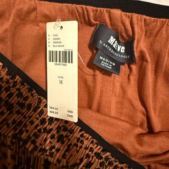 NWT Anthropologie Maeve Mazie Cheetah Pleated Midi Skirt Size M - Picture 5 of 7